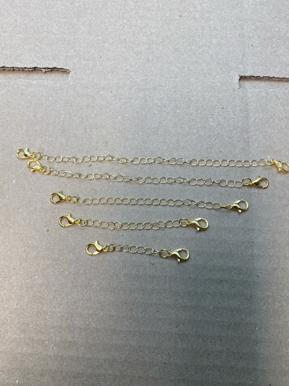 5 pk Gold Necklace Extension Chains with Lobster Clasps - Adjustable Length